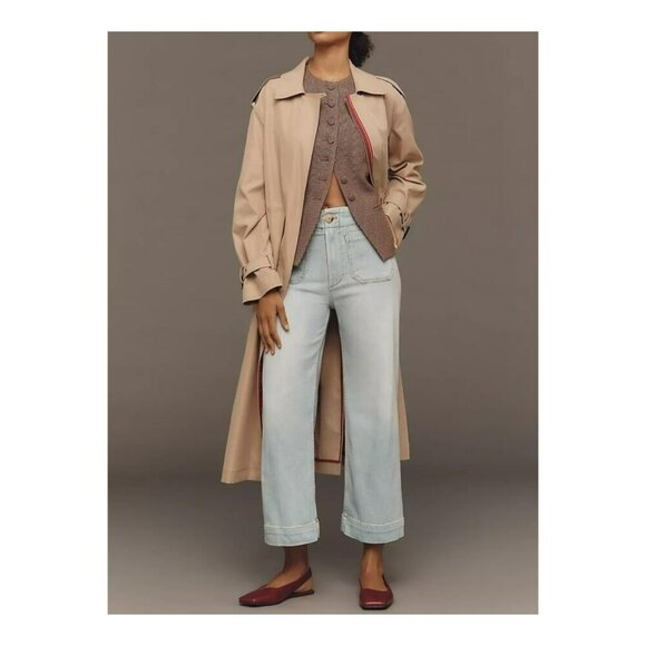 Anthropologie The Colette Denim Cropped Wide-Leg Jeans by Maeve Size 26 - Picture 2 of 14